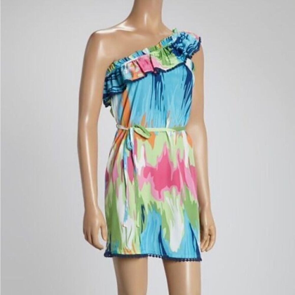 Mud Pie One Shoulder Ruffle Mini Dress Medium